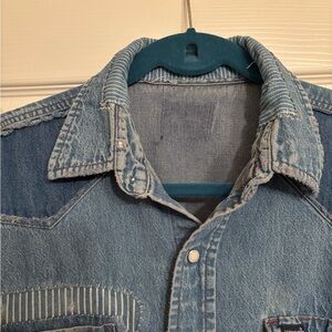 SOLD Men's vintage Wrangler western denim shirt RRL, Kapital style, patchwork XL
